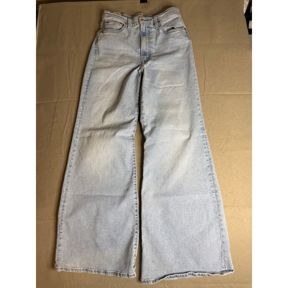 Levis Ribcage Bell Jeans Light Wash High Rise Wide Leg Denim 29x32 A7503-0004